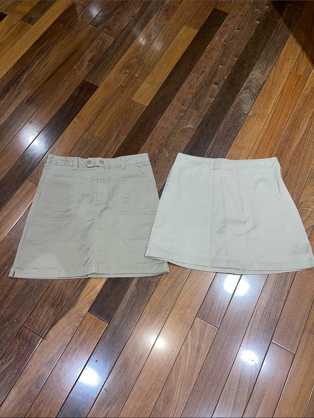 Lands' End Beige/Tan Uniform Skirt Duo - Casual A-Line Styles